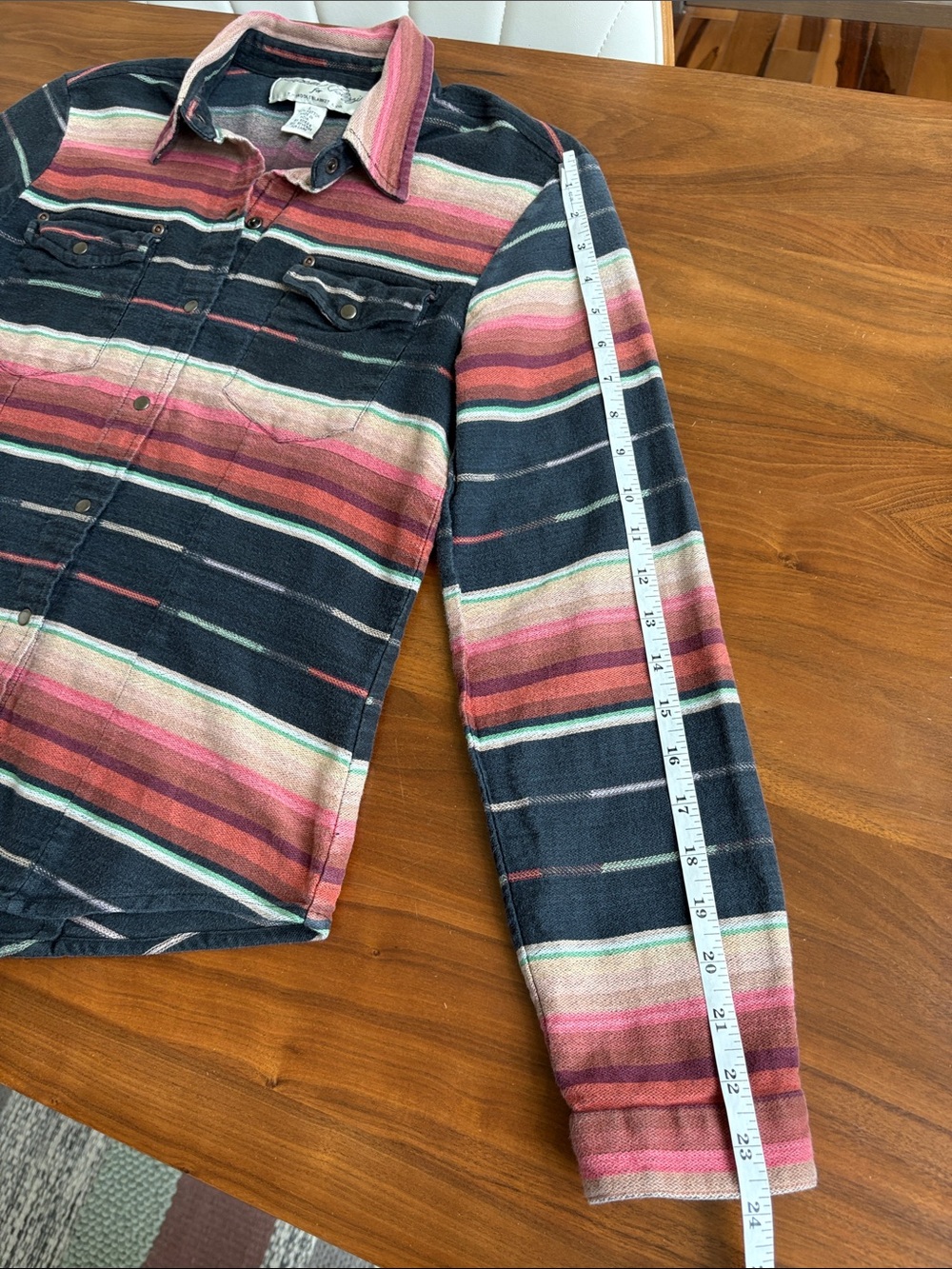 Tasha Polizzi TP Saddle Blanket Co. Western Snap Shirt Serape Stripe Cotton Smal - Picture 8 of 9